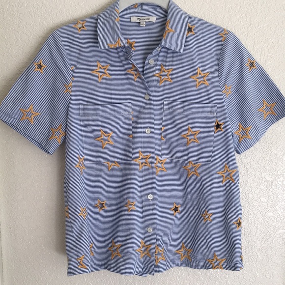 Madewell Tops - Madewell Star Embroidered Striped Shirt
